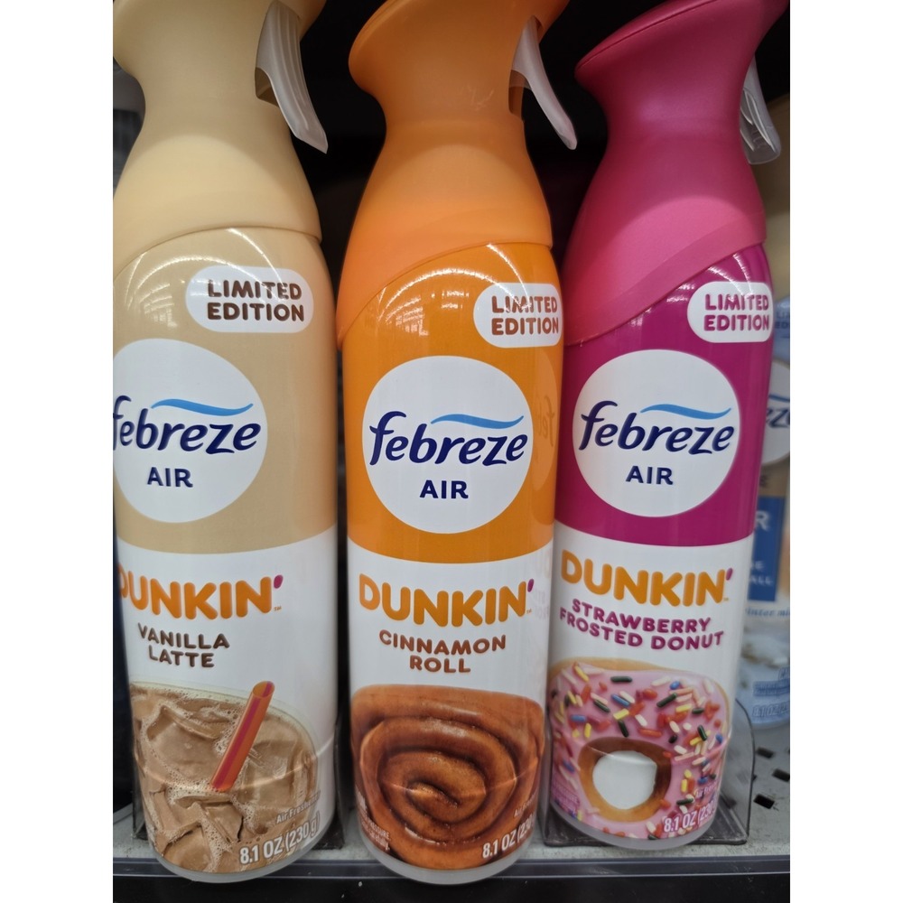 NEW Febreze x Dunkin' Limited Air Freshener Cinnamon X Vanilla X Strawberry